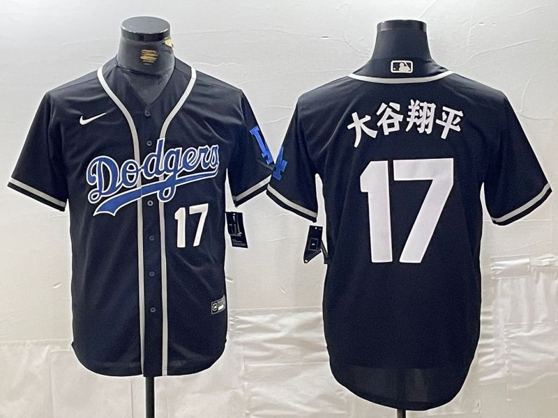 Men Los Angeles Dodgers #17 Ohtani Black Fashion Nike Game MLB Jersey style 42->los angeles dodgers->MLB Jersey